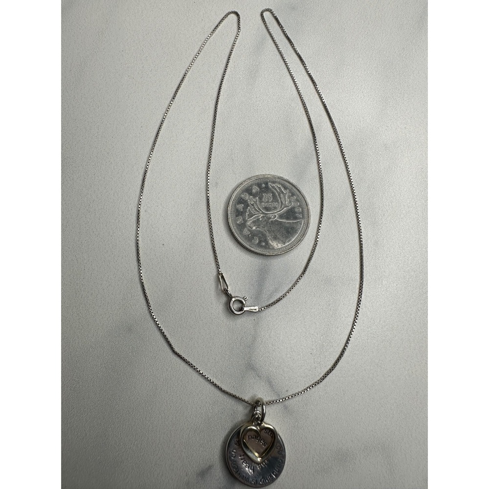 Sterling Silver 925 Friendship Heart Disc Necklace Made In Italy 19.5 Inch